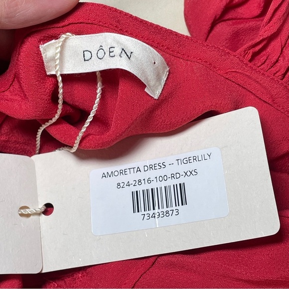 NEW! Doen- Amoretta Maxi Dress Tigerlily Red Size XXS Ruffle Cutout Summer - Picture 10 of 11